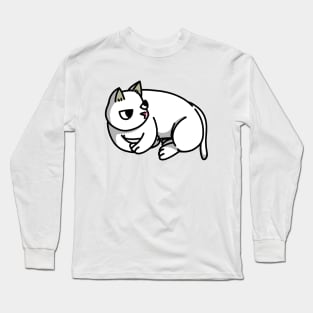 cute white cat lying down graphic neko Long Sleeve T-Shirt
